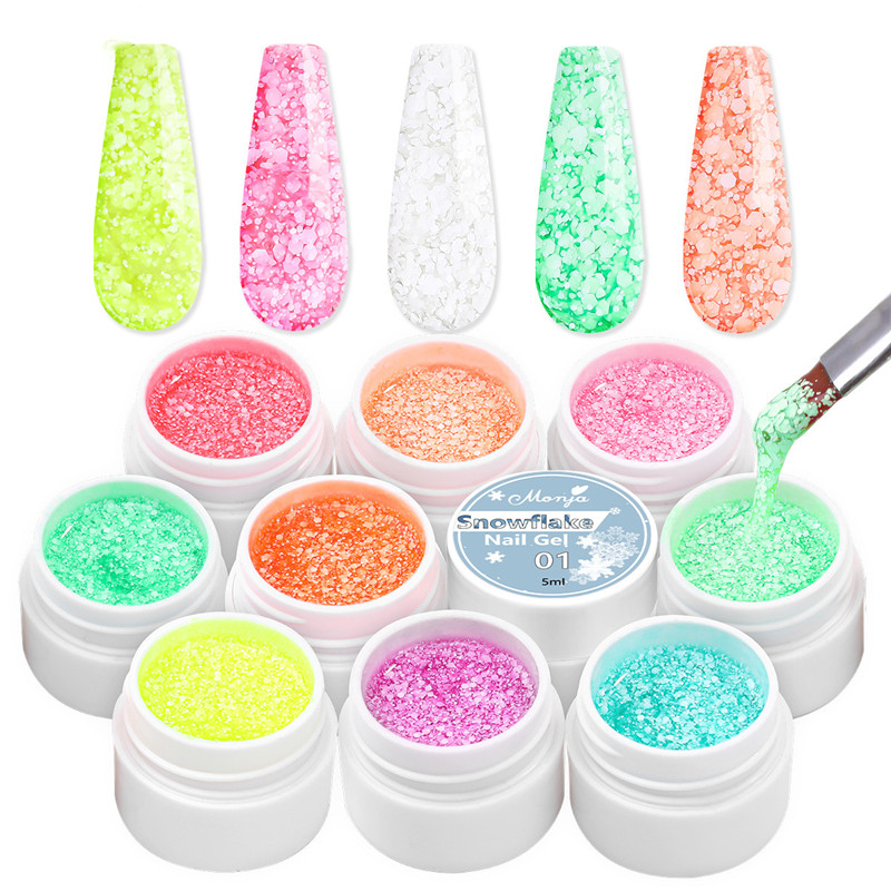 Wholesale Glitter Sequin Soak Off Snowflake Nail Gel Polish