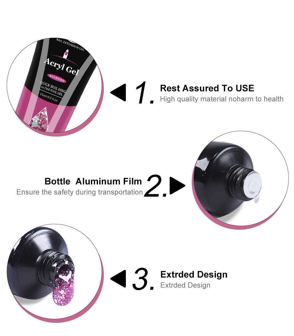 Nail Acrylic Gel Kit With Brush Tips Poligel Nail Kit Crystal Extension Poly Gel Nail Set