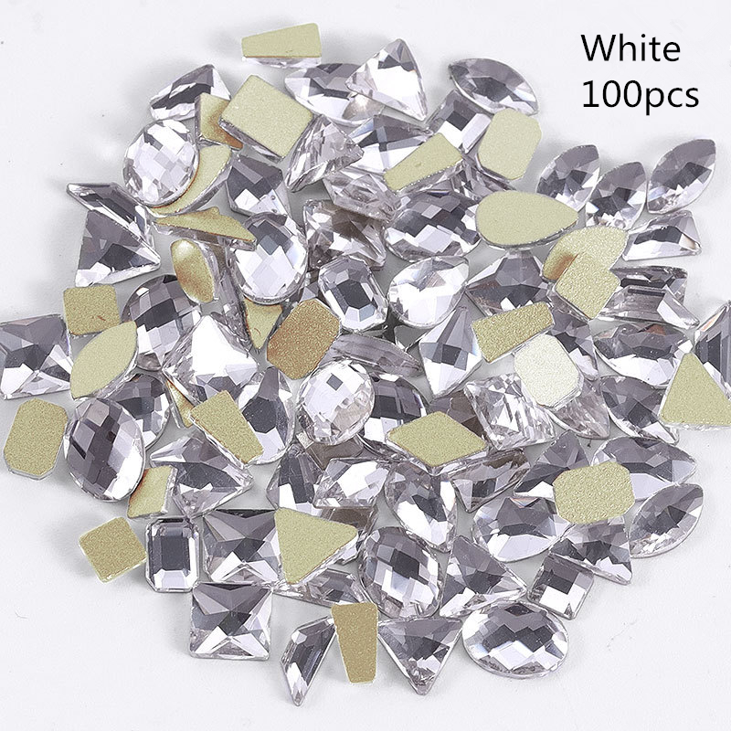 Mix Color Diamond Gold Bottom Flat Back Strass Stone 3D Charms Nails Rhinestones