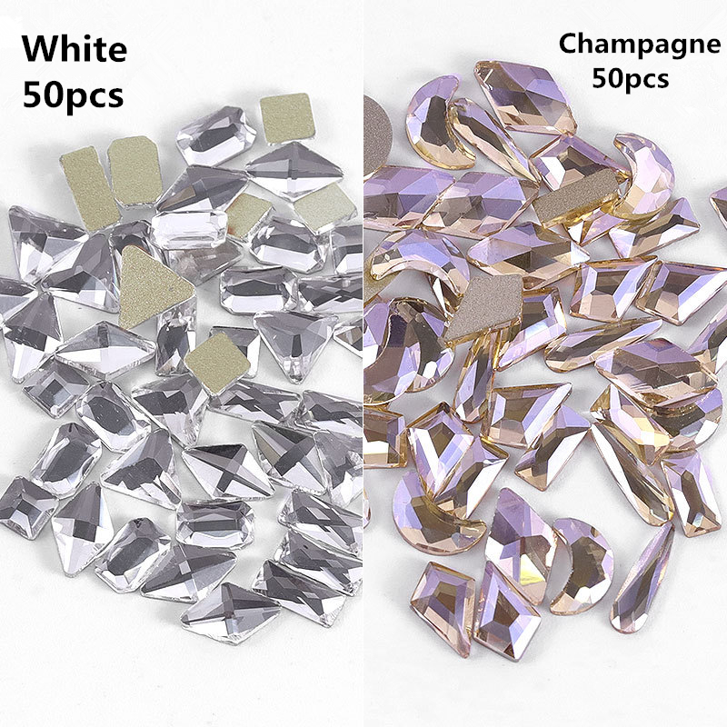 Mix Color Diamond Gold Bottom Flat Back Strass Stone 3D Charms Nails Rhinestones