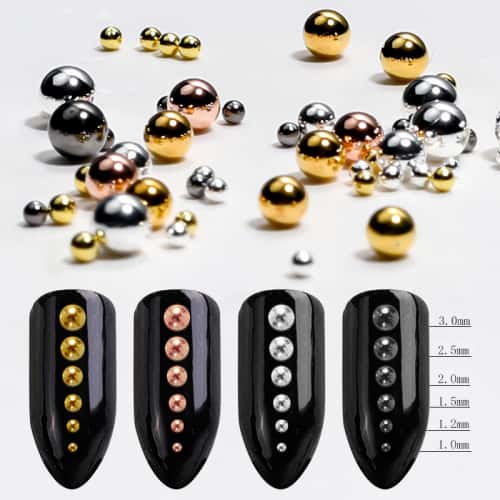 1mm 1.2mm 1.5mm 2mm 3mm Gold Black Rose Gold Stainless Steel Nails Art Beads Ball