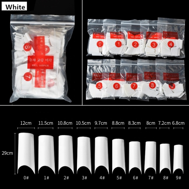 500pcs/set Acrylic French Style Natural U-shape Artificial Nail Art Tips