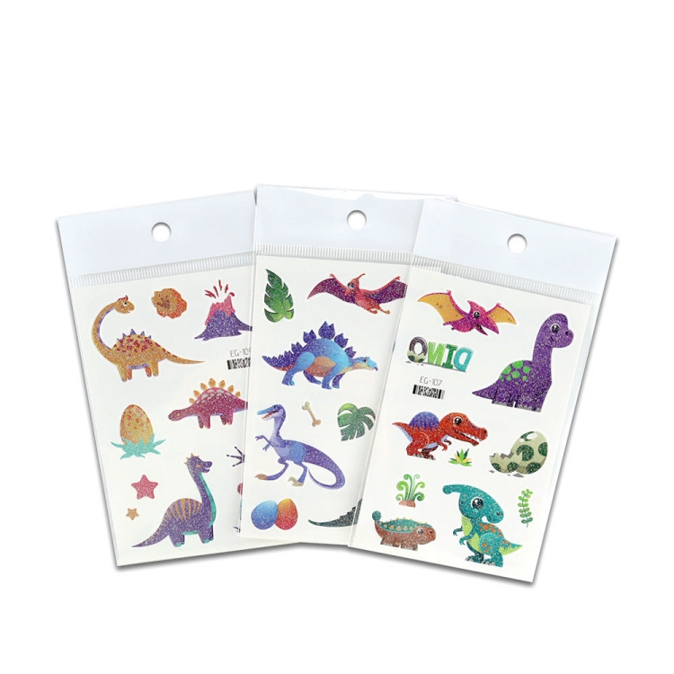 EG107-126 Dino Fake Tattoo Glitter Styles Dinosaur Tattoos for Kids Party