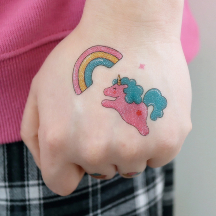 Cute Glitter Unicorn Tattoo Face Shine Temporary Tattoo Sticker