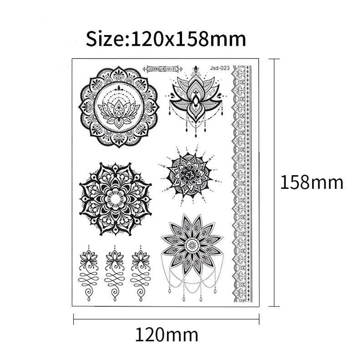 Temporary India Mehndi Mandala Flower Black Tattoo Stickers Henna