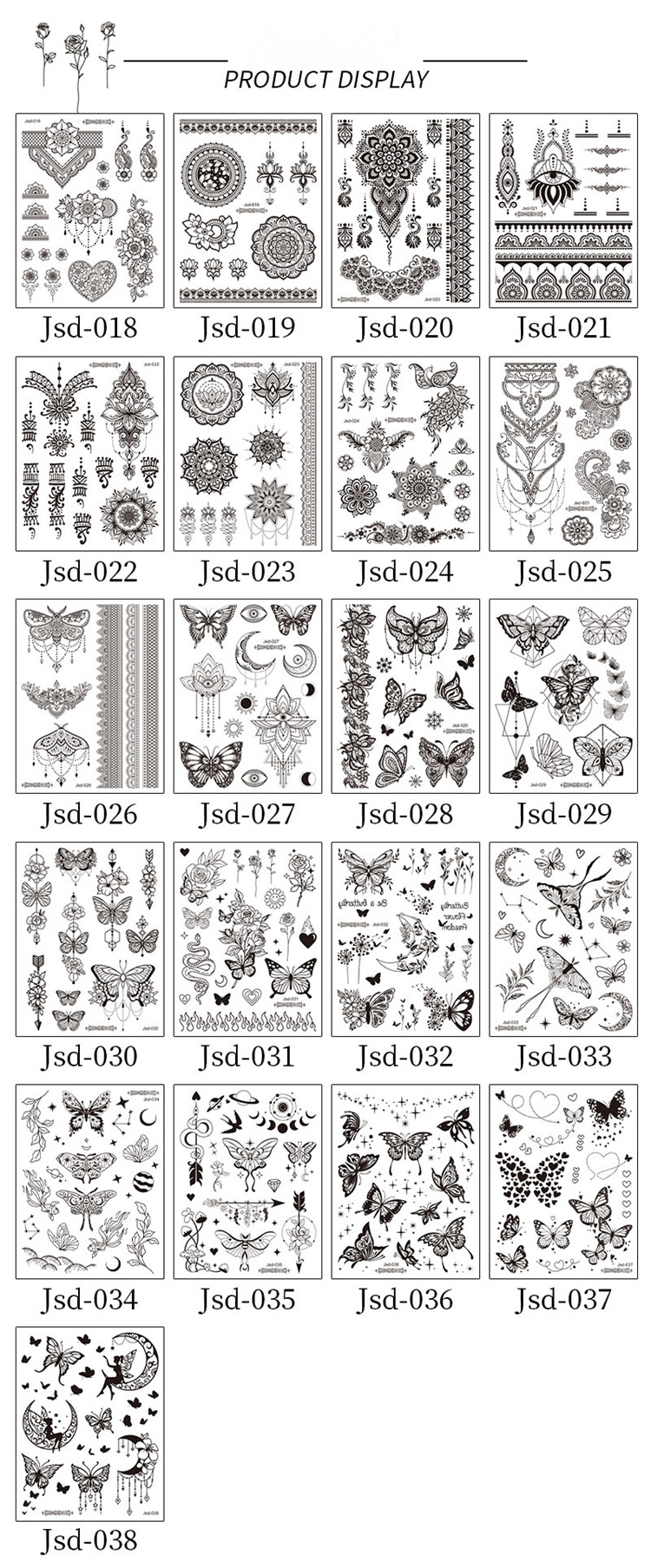 Temporary India Mehndi Mandala Flower Black Tattoo Stickers Henna