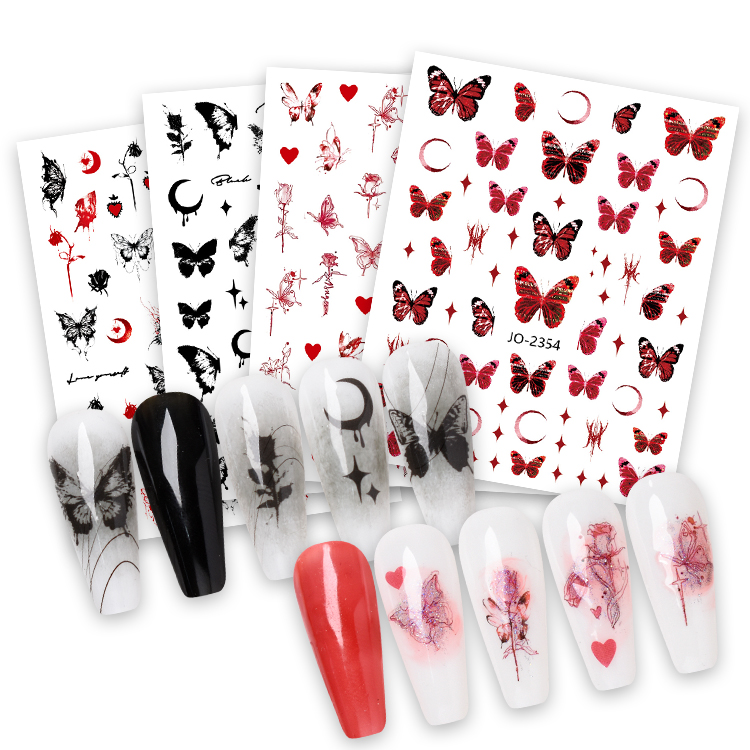Wholesale Deep Black Nail Butterfly Stickers