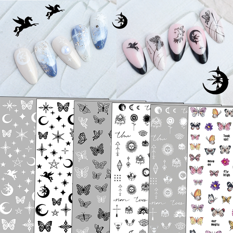 Adhesive Pegasus Meteor Butterfly Nail Stickers
