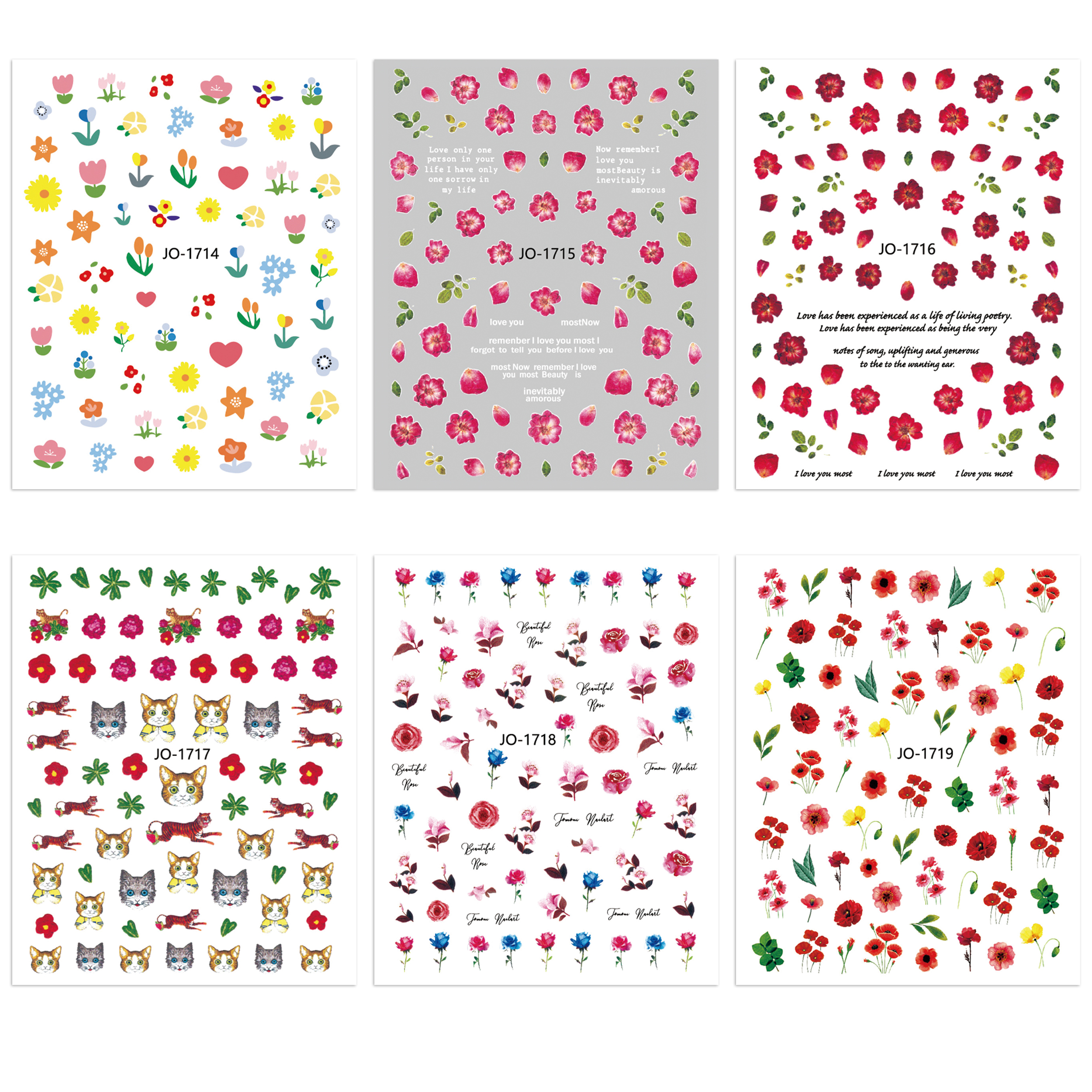 Wholesale Self-glued Various Flower Nail Art Stickers