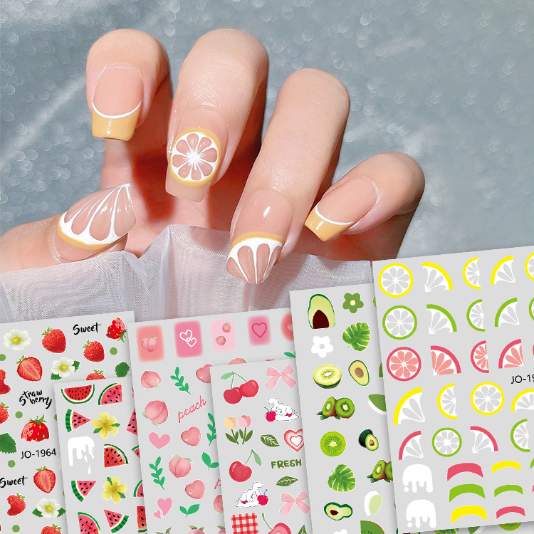 Strawberry cherry fruits nail stickers
