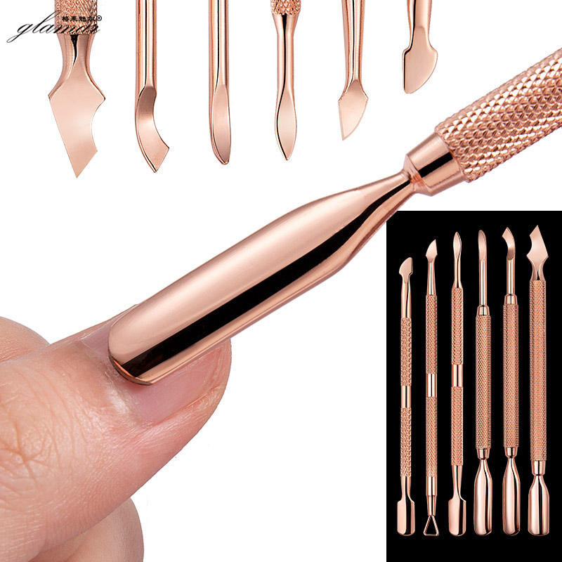  Rose Gold Stainless Steel Nail Cuticle Pushers Kit Finger Manicure Nail tools