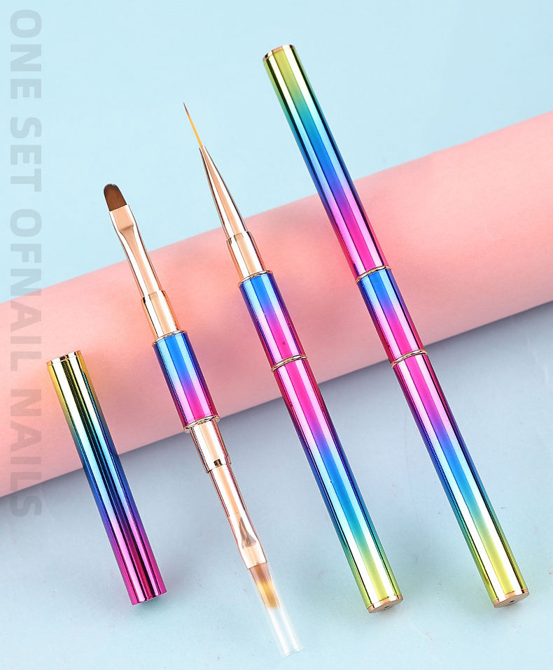 4mm 8mm 12 mm Length Gradient Metal Alloy Handle Synthetic Nail Art Liner Brush