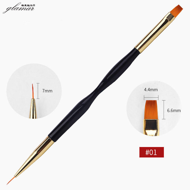 Double Head Synthetic Hair Ergonomics Handle Painting Liner Gel Polish Nail Art Brush