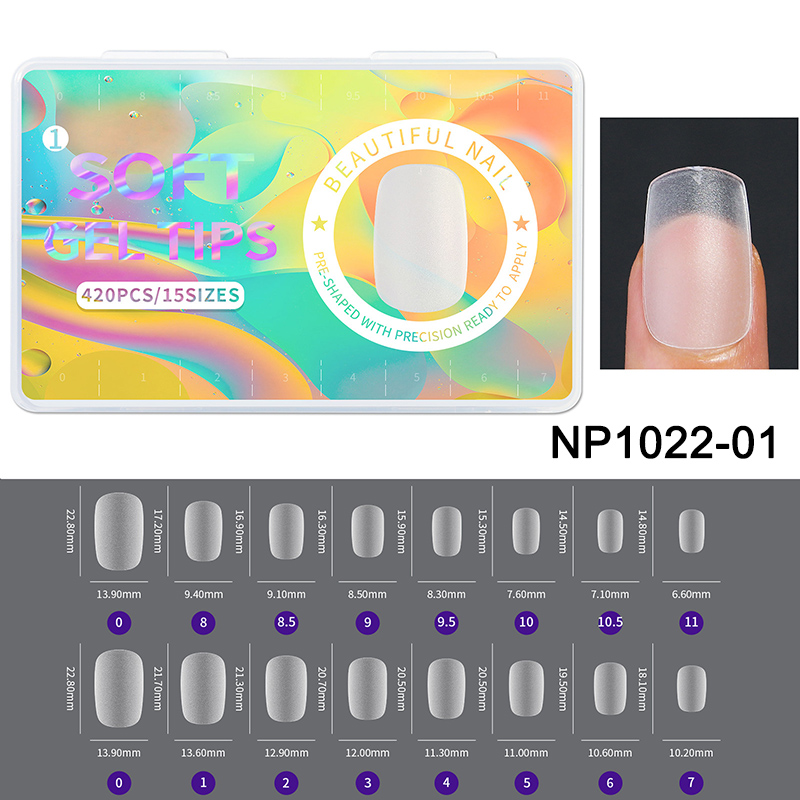 Matte 420 PCS Clear Transparent Short Almond Ballet Soft Gel Nail Tips