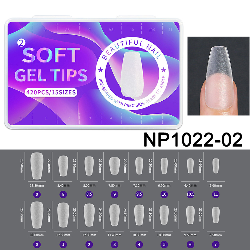 Matte 420 PCS Clear Transparent Short Almond Ballet Soft Gel Nail Tips