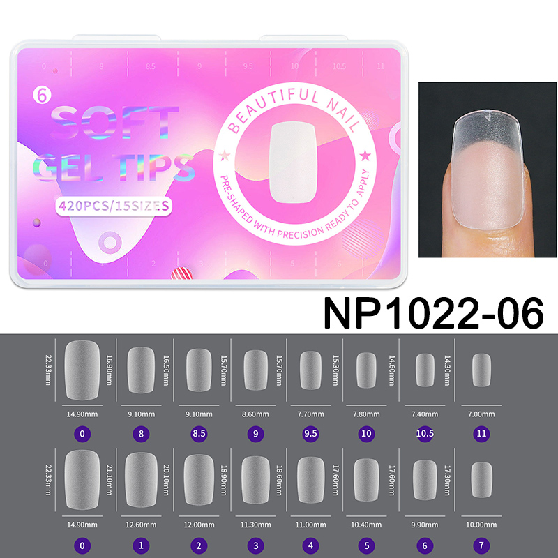 Matte 420 PCS Clear Transparent Short Almond Ballet Soft Gel Nail Tips
