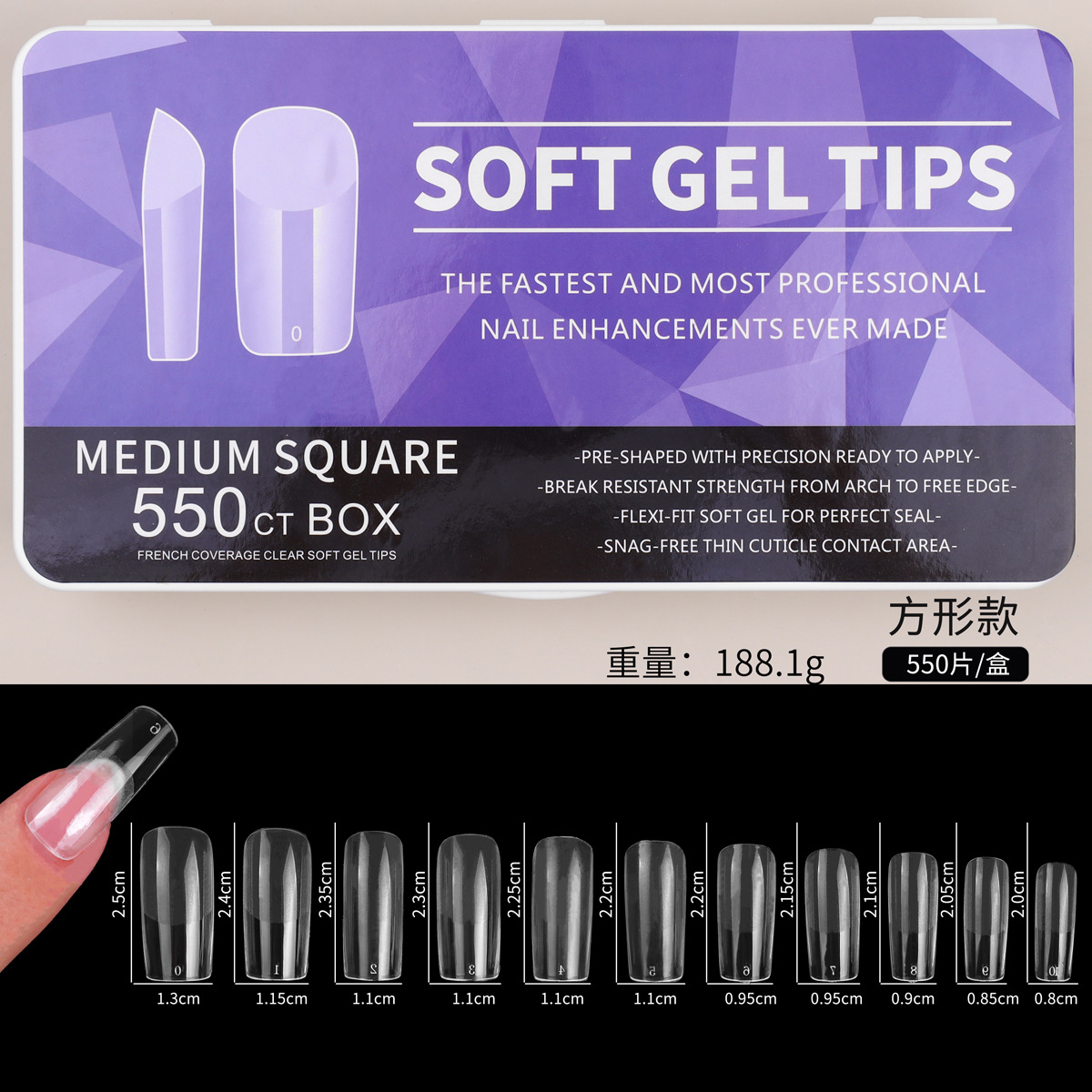 Box Ultra Thin Long Coffin Medium Almond Stiletto Soft Gel Nail Extension Tips