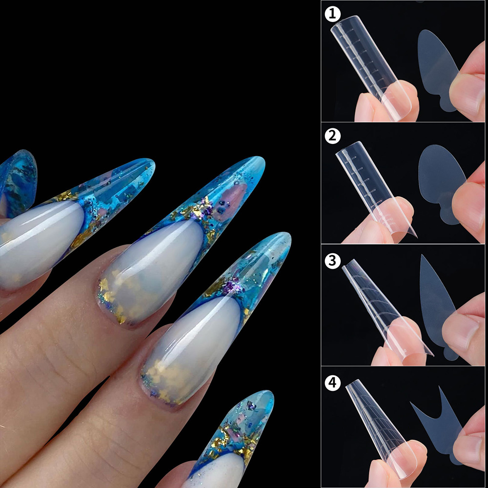 Box Ultra Thin Long Coffin Medium Almond Poly Gel Nail Extension Tips Mold