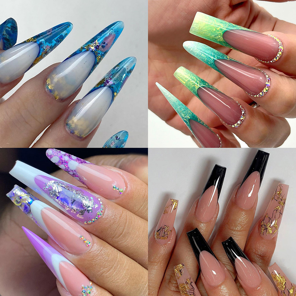 Box Ultra Thin Long Coffin Medium Almond Poly Gel Nail Extension Tips Mold