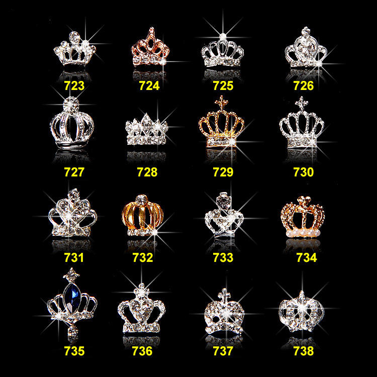Metal Pearl Crown Hollowed Diamond Tie Decoration Charms Rhinestones