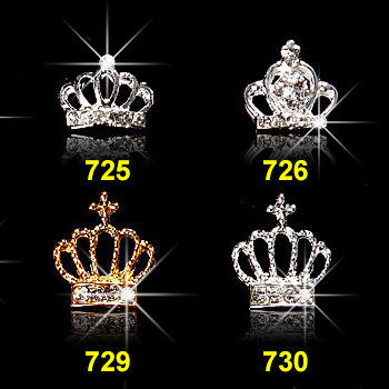 Metal Pearl Crown Hollowed Diamond Tie Decoration Charms Rhinestones