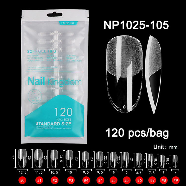 120 Pcs Per Bag Coffin Medium Almond Stiletto Soft Gel Nail Extension Tips