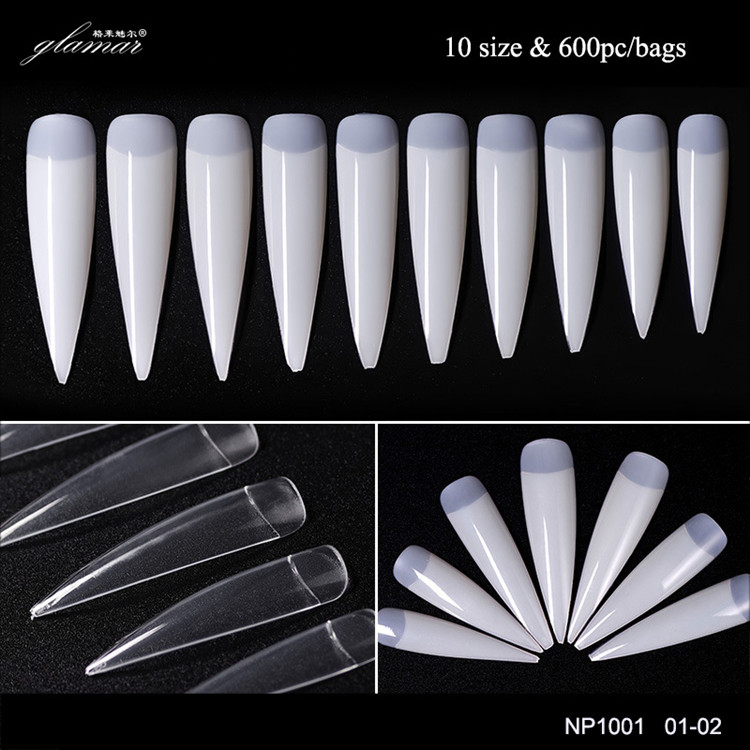 Natural Long Sharp Custom Transparent False XXL Press on Finger Nails Tips