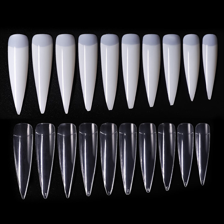 Natural Long Sharp Custom Transparent False XXL Press on Finger Nails Tips