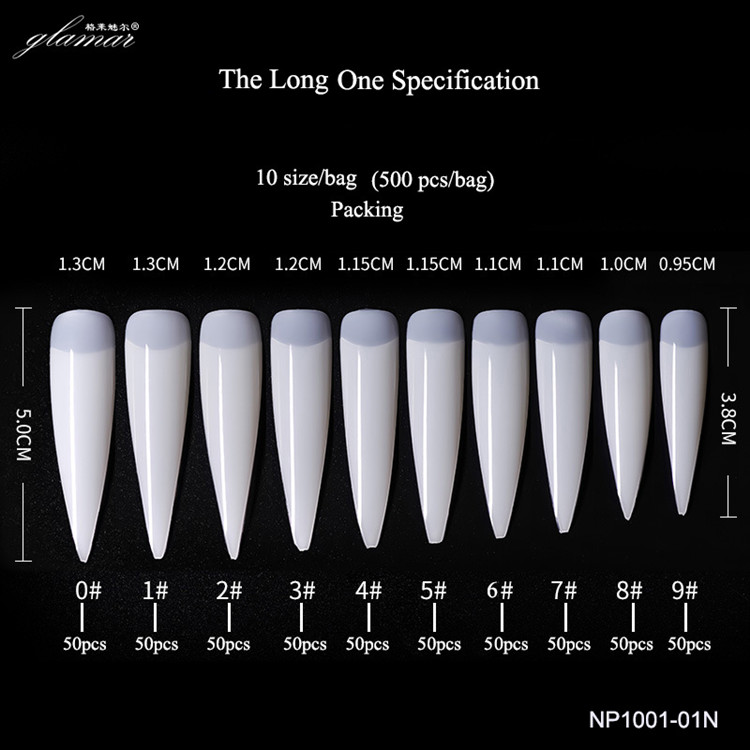 Natural Long Sharp Custom Transparent False XXL Press on Finger Nails Tips