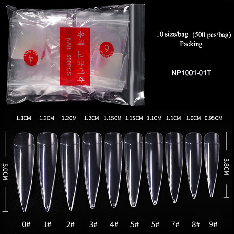 Natural Long Sharp Custom Transparent False XXL Press on Finger Nails Tips