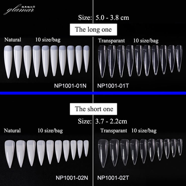 Natural Long Sharp Custom Transparent False XXL Press on Finger Nails Tips