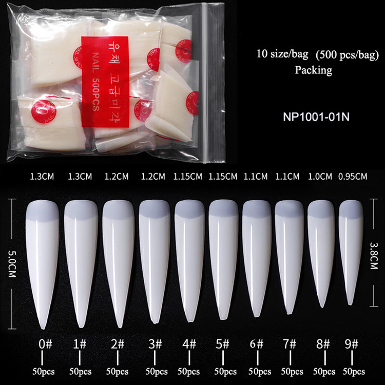 Natural Long Sharp Custom Transparent False XXL Press on Finger Nails Tips