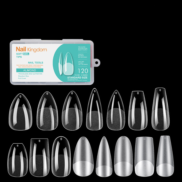 120 PCS Clear Matte Transparent Short Almond Ballet Soft Gel Nail Tips for Salon
