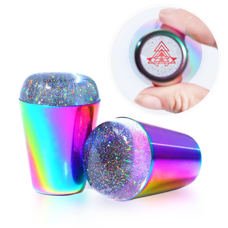 Hollowed Rainbow Laser Aura French Nail Art Stamper