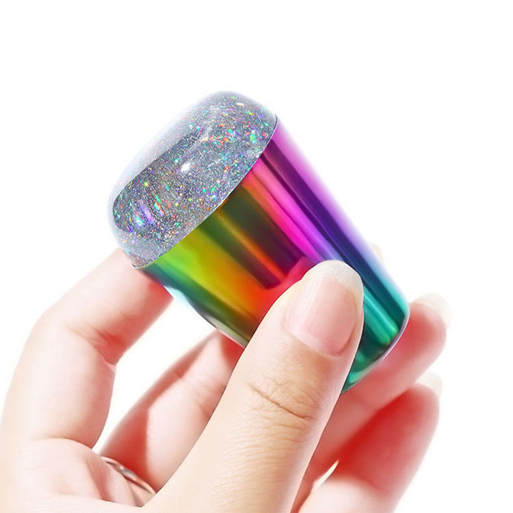 Hollowed Rainbow Laser Aura French Nail Art Stamper