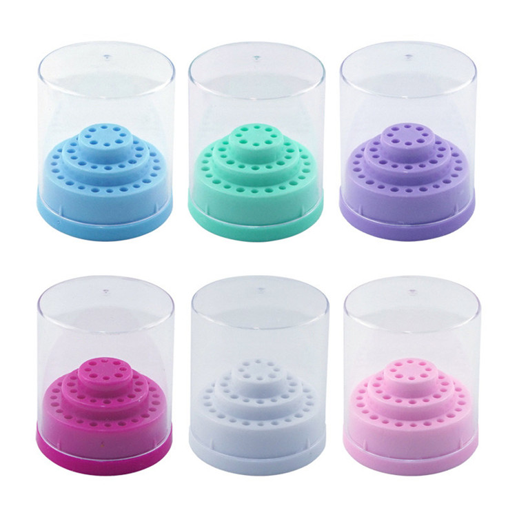 6 Color 48 Hole Silver Black Nail Art Drill Bit Holder
