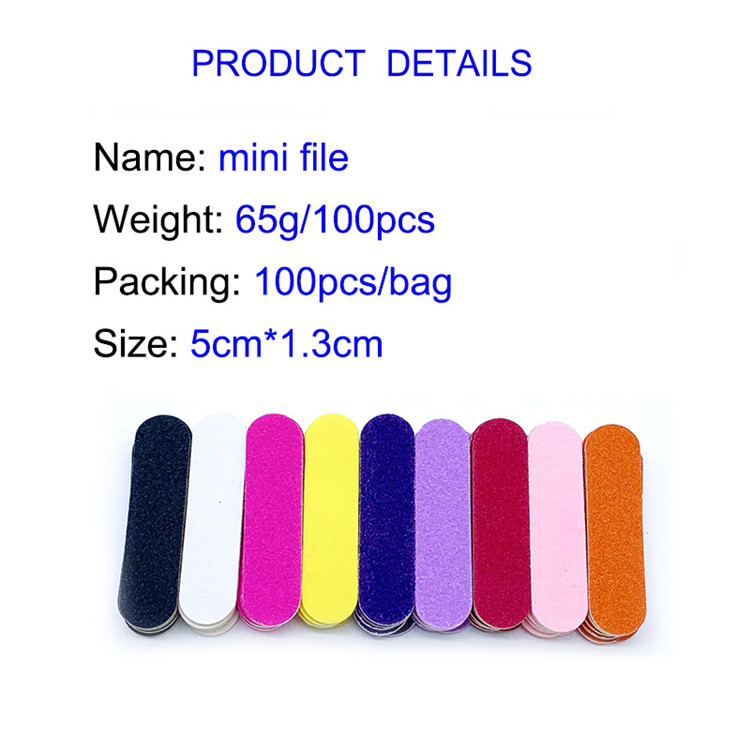 Disposable Double Side Black Purple Pink Custom Size Mini Nail File