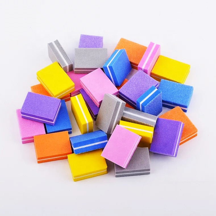 Disposable Single Double Side Red Black Purple Pink Mini Sponge Nail Buffer