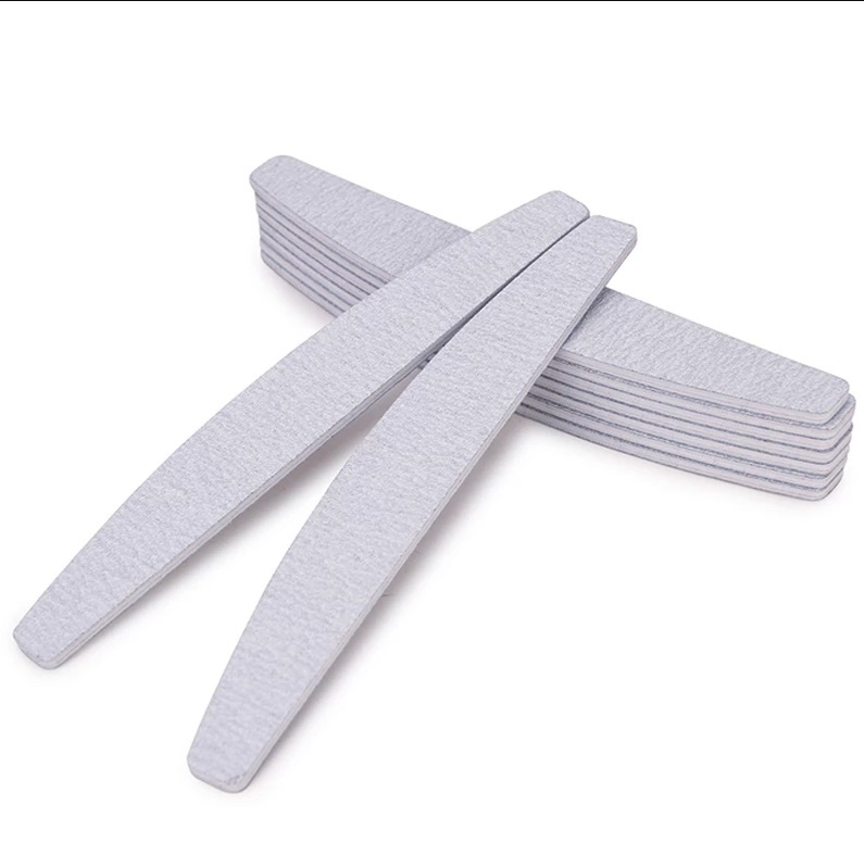 Grey Moon Shape Nail File Custom Logo 100/180 Double Side Sanding Nail File