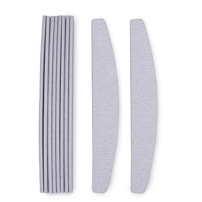 Grey Moon Shape Nail File Custom Logo 100/180 Double Side Sanding Nail File