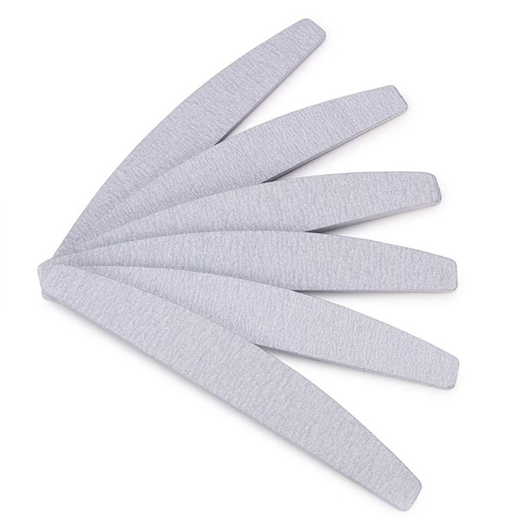 Grey Moon Shape Nail File Custom Logo 100/180 Double Side Sanding Nail File
