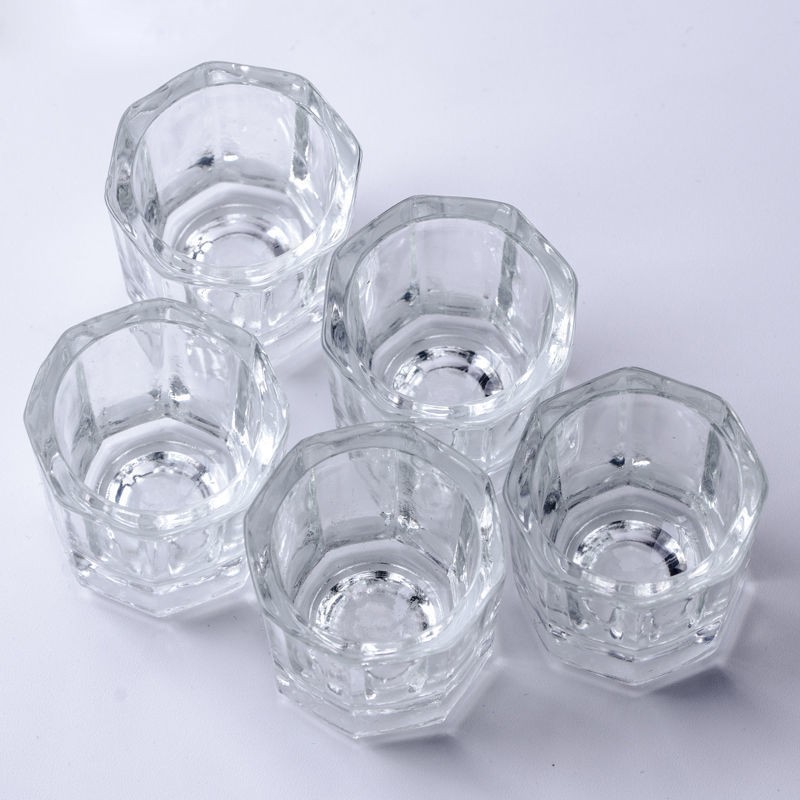 Small Clear Octagonal Crystal Glass Jar Making Acrylic Liquid Powder Mixing Cup