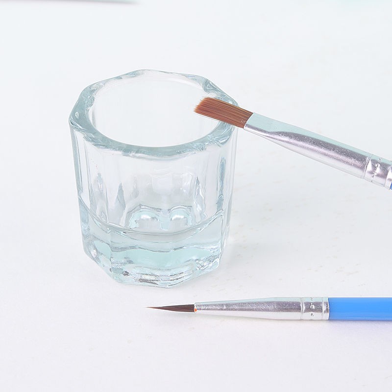 Small Clear Octagonal Crystal Glass Jar Making Acrylic Liquid Powder Mixing Cup