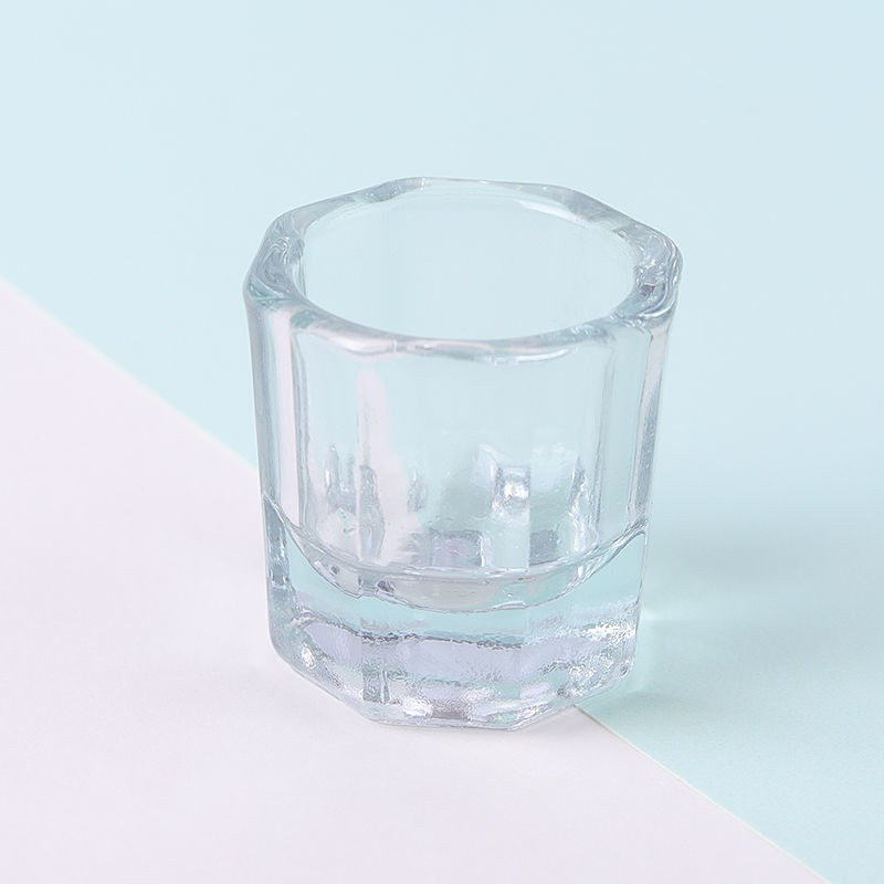 Small Clear Octagonal Crystal Glass Jar Making Acrylic Liquid Powder Mixing Cup