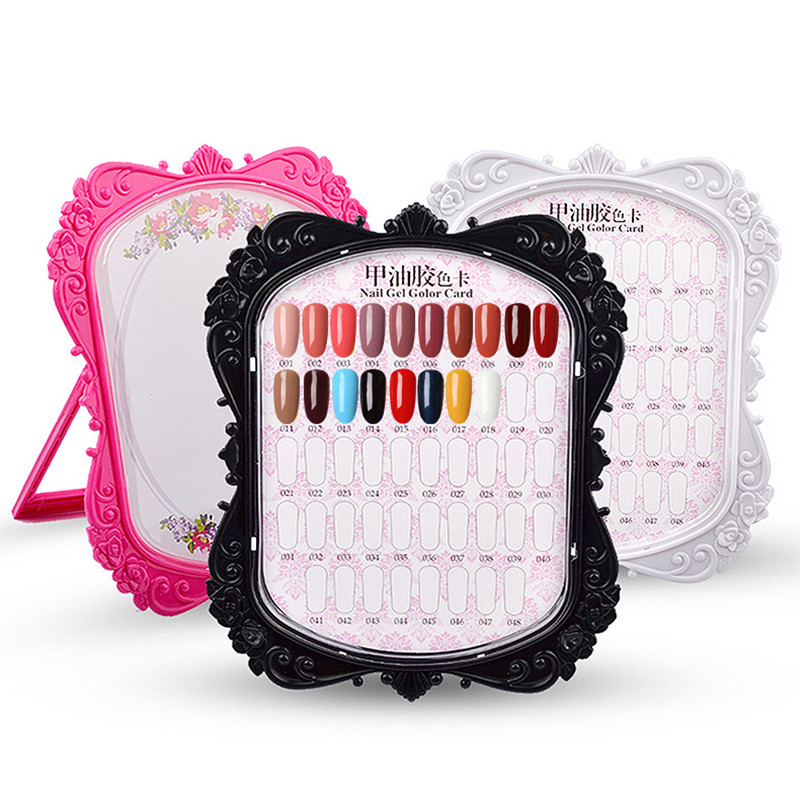 48 Colors Pink White Rose Small Plastic Nail Art Polish Tip Color Chart Display Stand