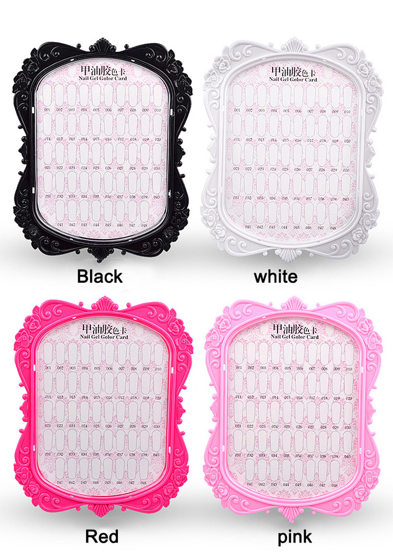 48 Colors Pink White Rose Small Plastic Nail Art Polish Tip Color Chart Display Stand