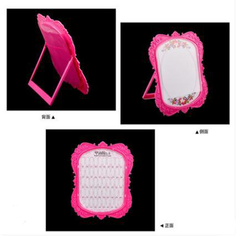 48 Colors Pink White Rose Small Plastic Nail Art Polish Tip Color Chart Display Stand