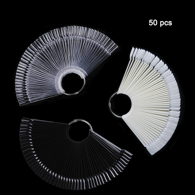 3 Colors 50 ABS Nail Tips Display Nail Gel Polish Practice Swatch Color Chart