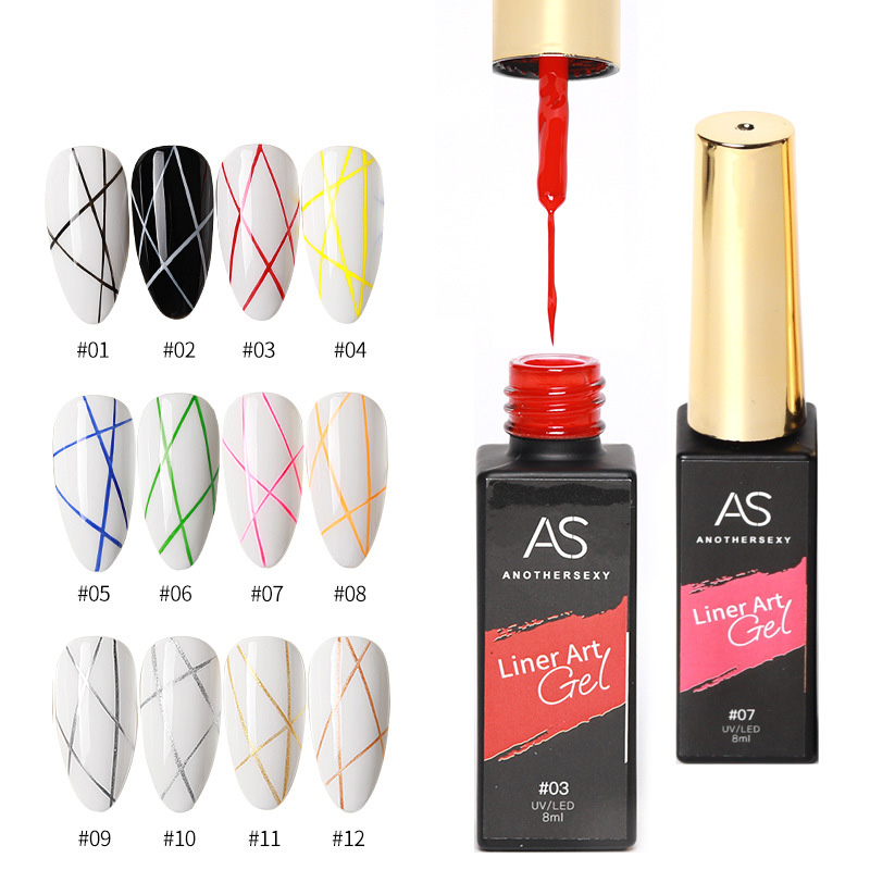  12 Color High Density 15 ml UV Gel Liner Nail Art