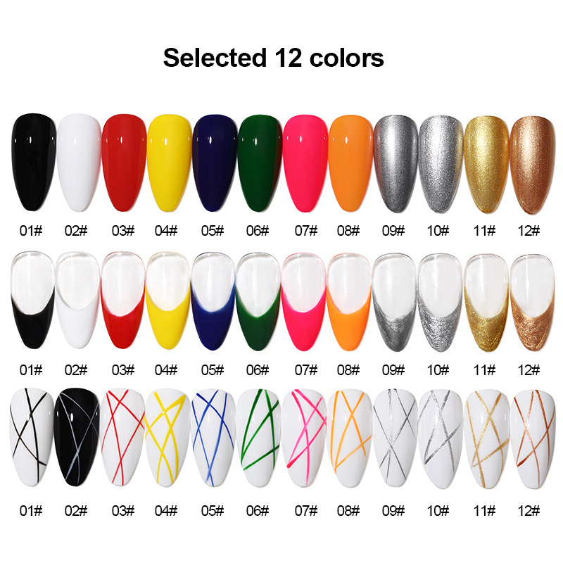  12 Color High Density 15 ml UV Gel Liner Nail Art